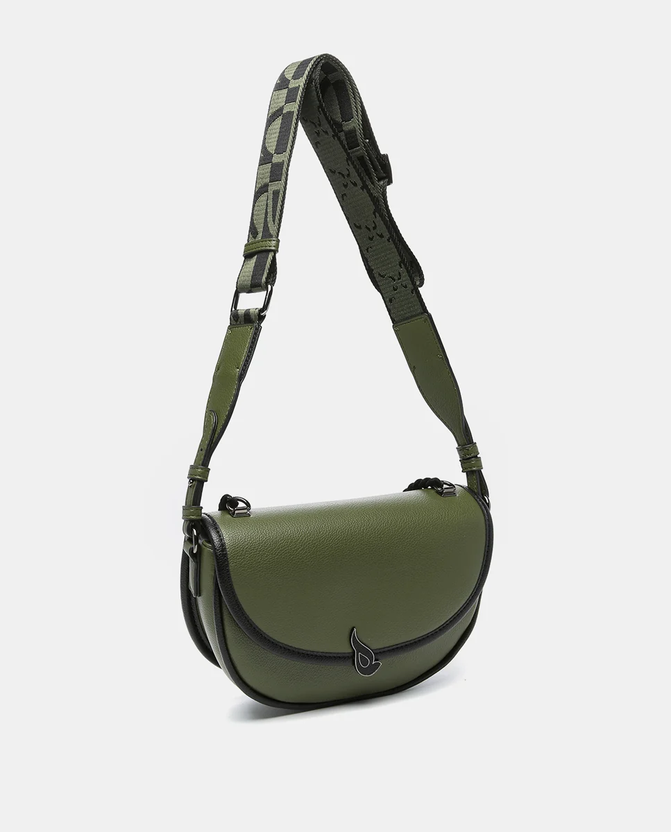Bandolera media luna en materiales reciclados verde - Imagen 3