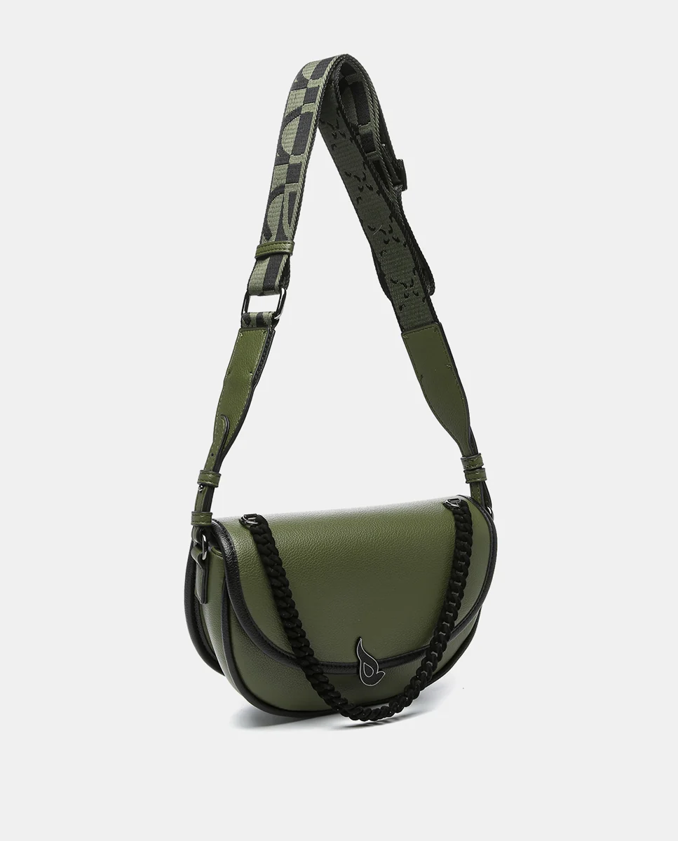 Bandolera media luna en materiales reciclados verde - Imagen 5