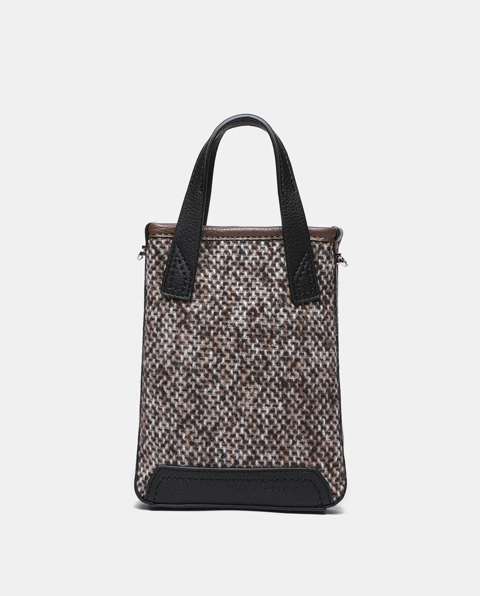 Bolso de mano de tweed en marrón