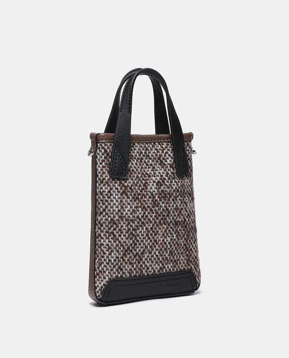 Bolso de mano de tweed en marrón - Imagen 3