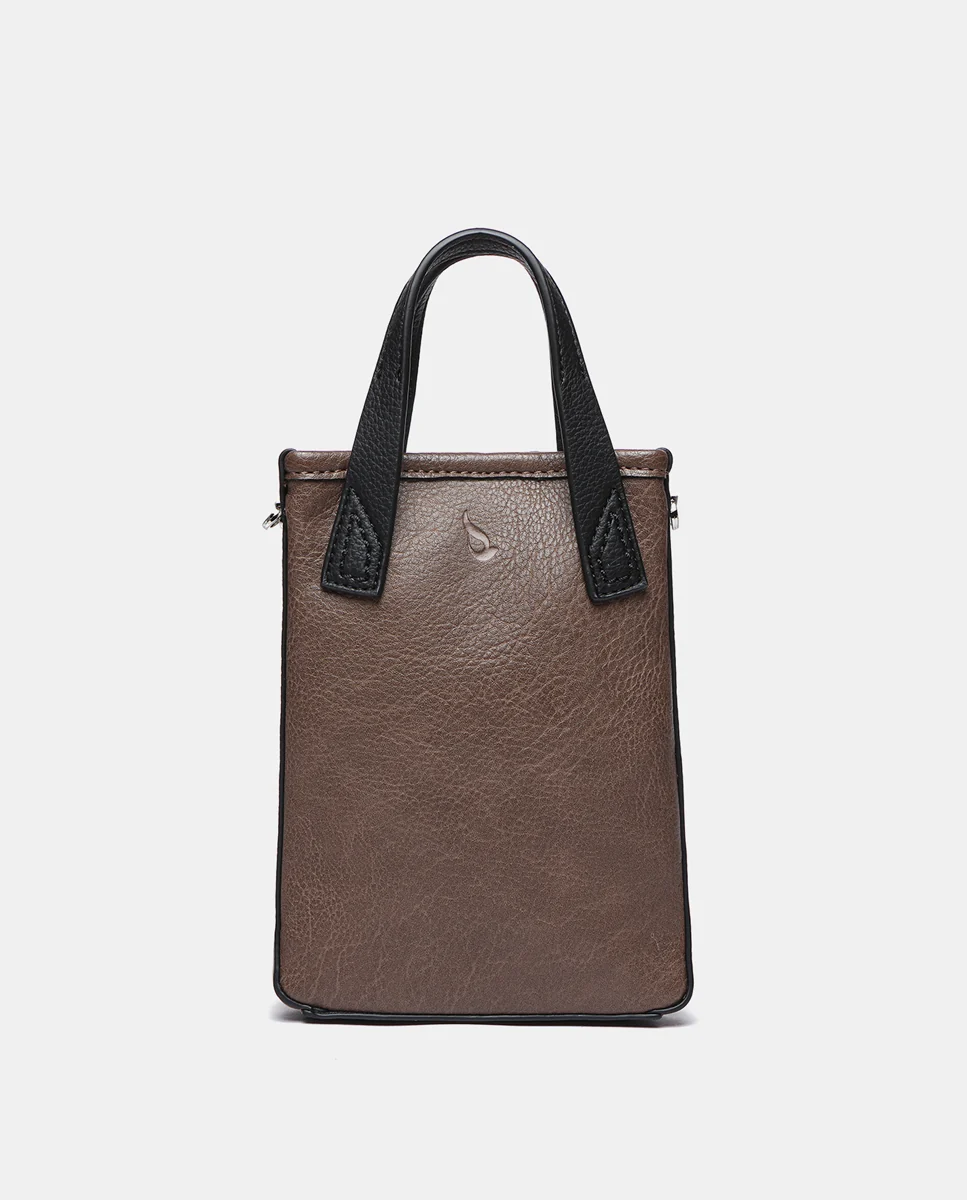 Bolso de mano de tweed en marrón - Imagen 4