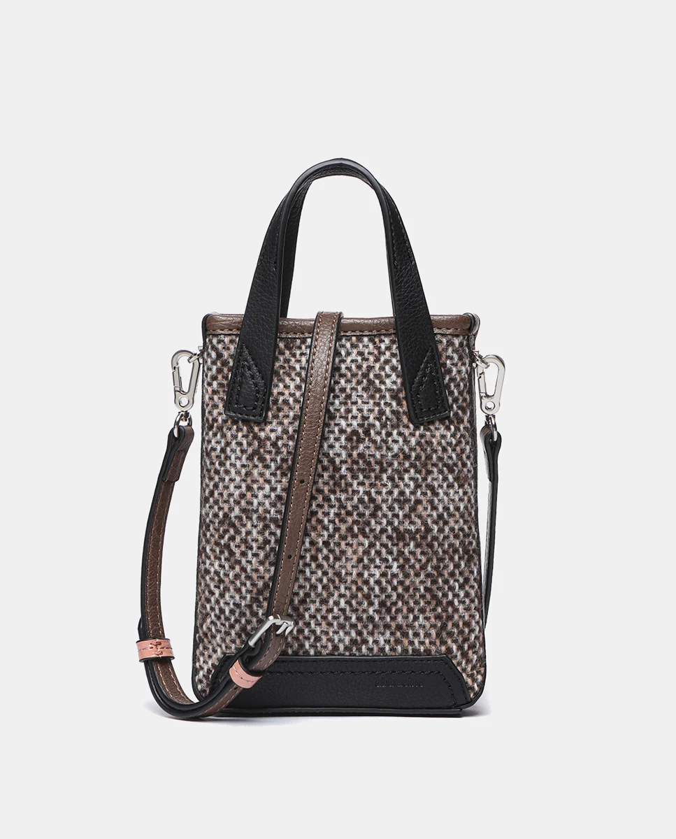 Bolso de mano de tweed en marrón - Imagen 5