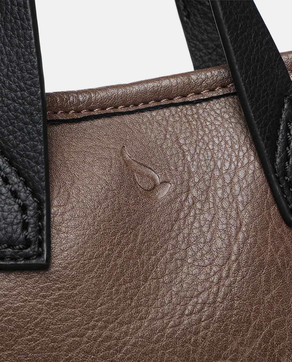 Bolso de mano de tweed en marrón - Imagen 9