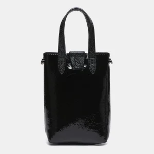 Bolso de mano de charol en negro