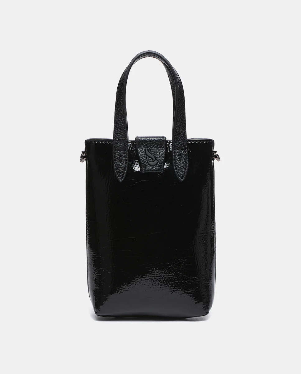 Bolso de mano de charol en negro