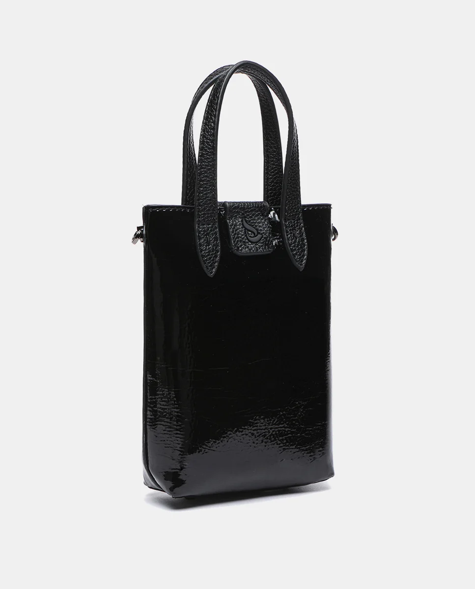 Bolso de mano de charol en negro - Imagen 3