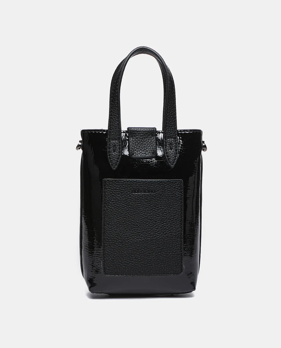 Bolso de mano de charol en negro - Imagen 4