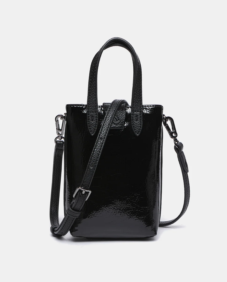 Bolso de mano de charol en negro - Imagen 5
