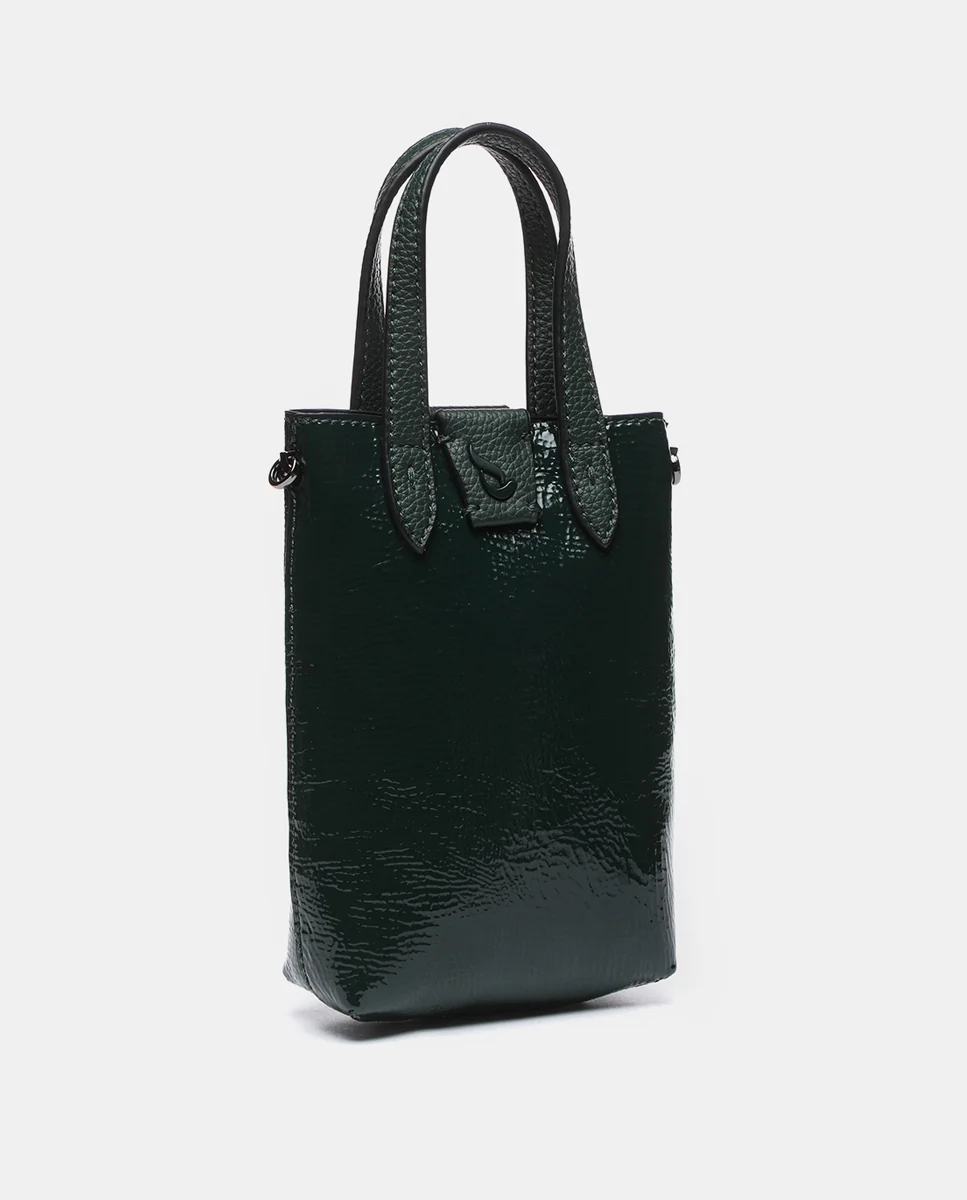 Bolso de mano de charol en verde - Imagen 3