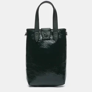 Bolso de mano de charol en verde