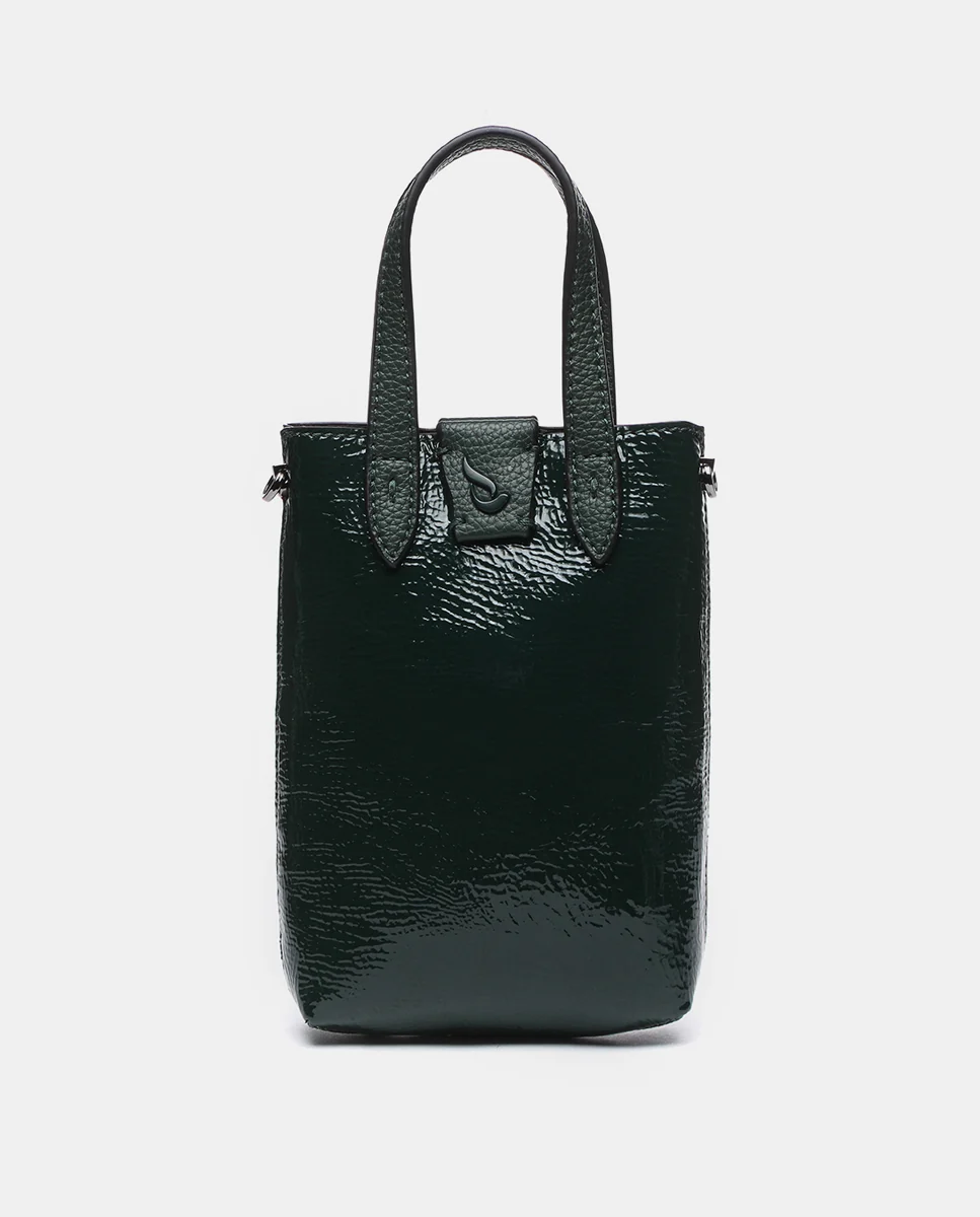 Bolso de mano de charol en verde
