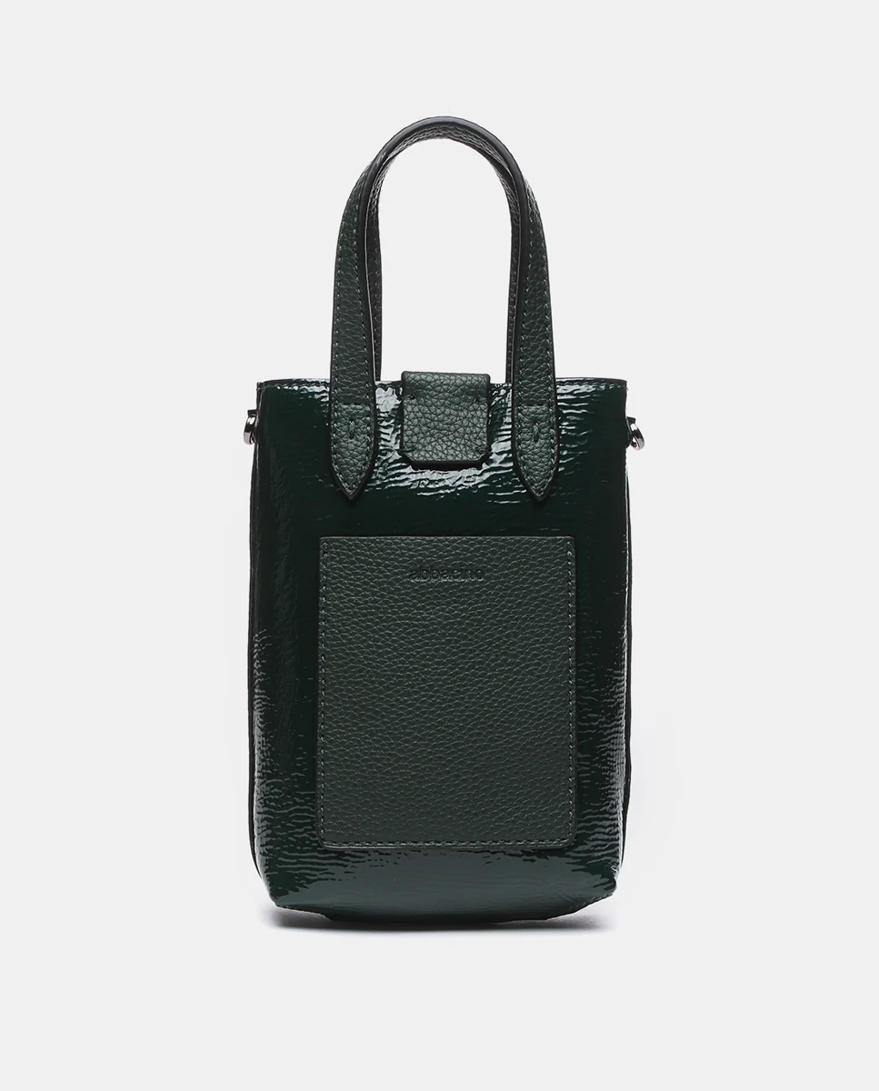 Bolso de mano de charol en verde - Imagen 4