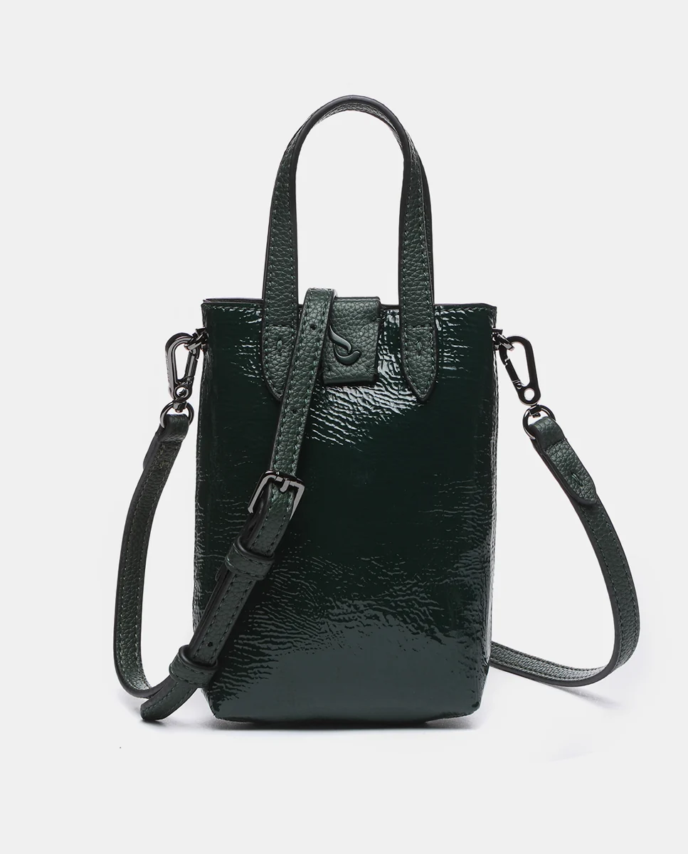 Bolso de mano de charol en verde - Imagen 5