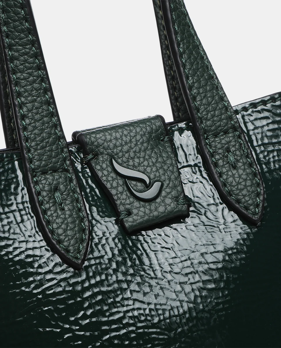 Bolso de mano de charol en verde - Imagen 8