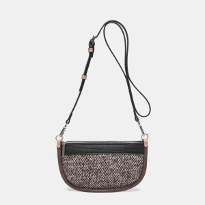 Bandolera media luna de tweed en marrón