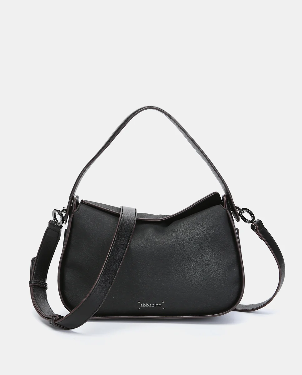 Bolso de hombro pequeño en materiales reciclados negro