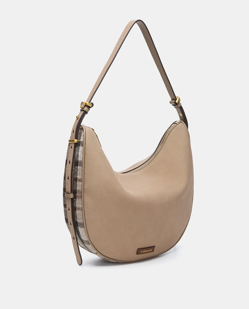 Bolso de hombro en materiales reciclados taupe - Imagen 3