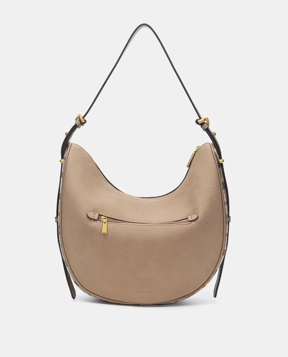 Bolso de hombro en materiales reciclados taupe - Imagen 4