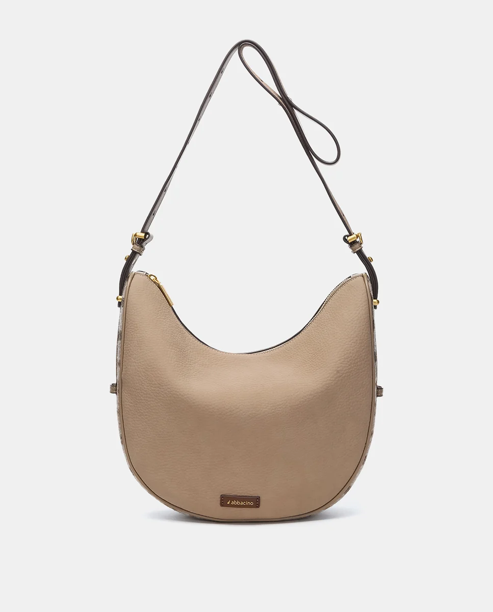 Bolso de hombro en materiales reciclados taupe - Imagen 5