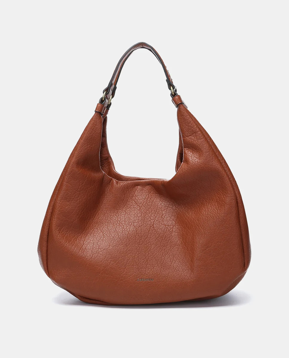 Bolso de hombro en materiales reciclados cognac
