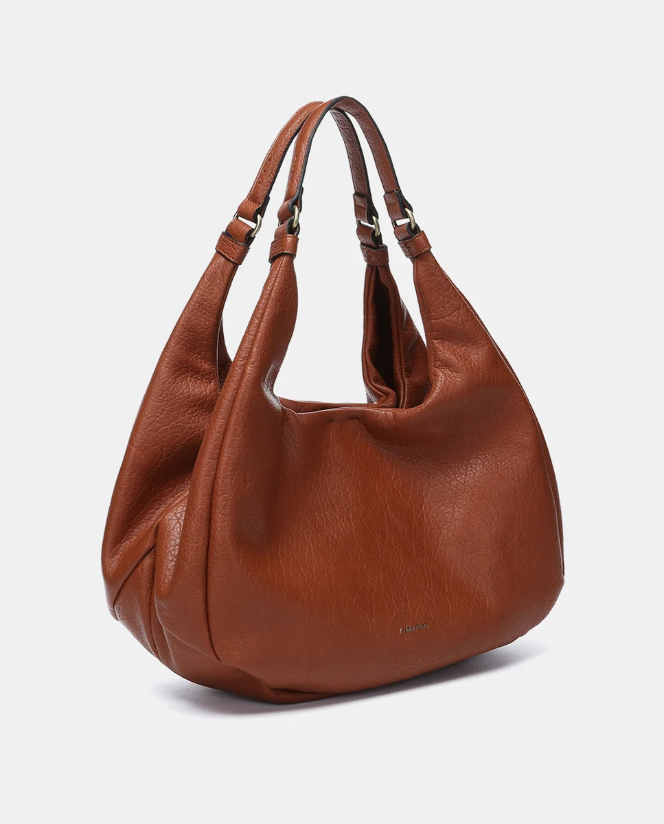 Bolso de hombro en materiales reciclados cognac - Imagen 3