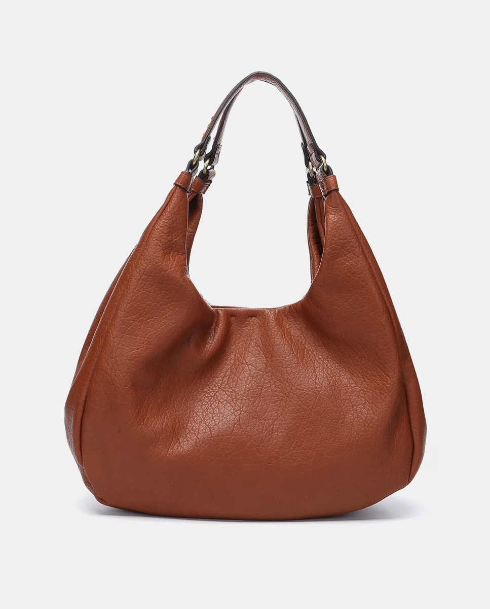 Bolso de hombro en materiales reciclados cognac - Imagen 4