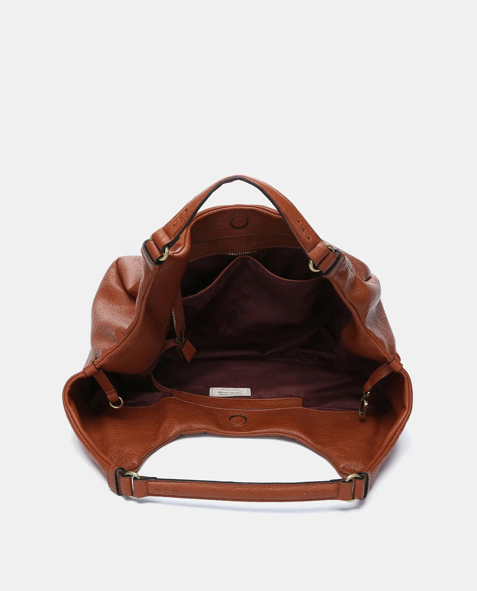 Bolso de hombro en materiales reciclados cognac - Imagen 6