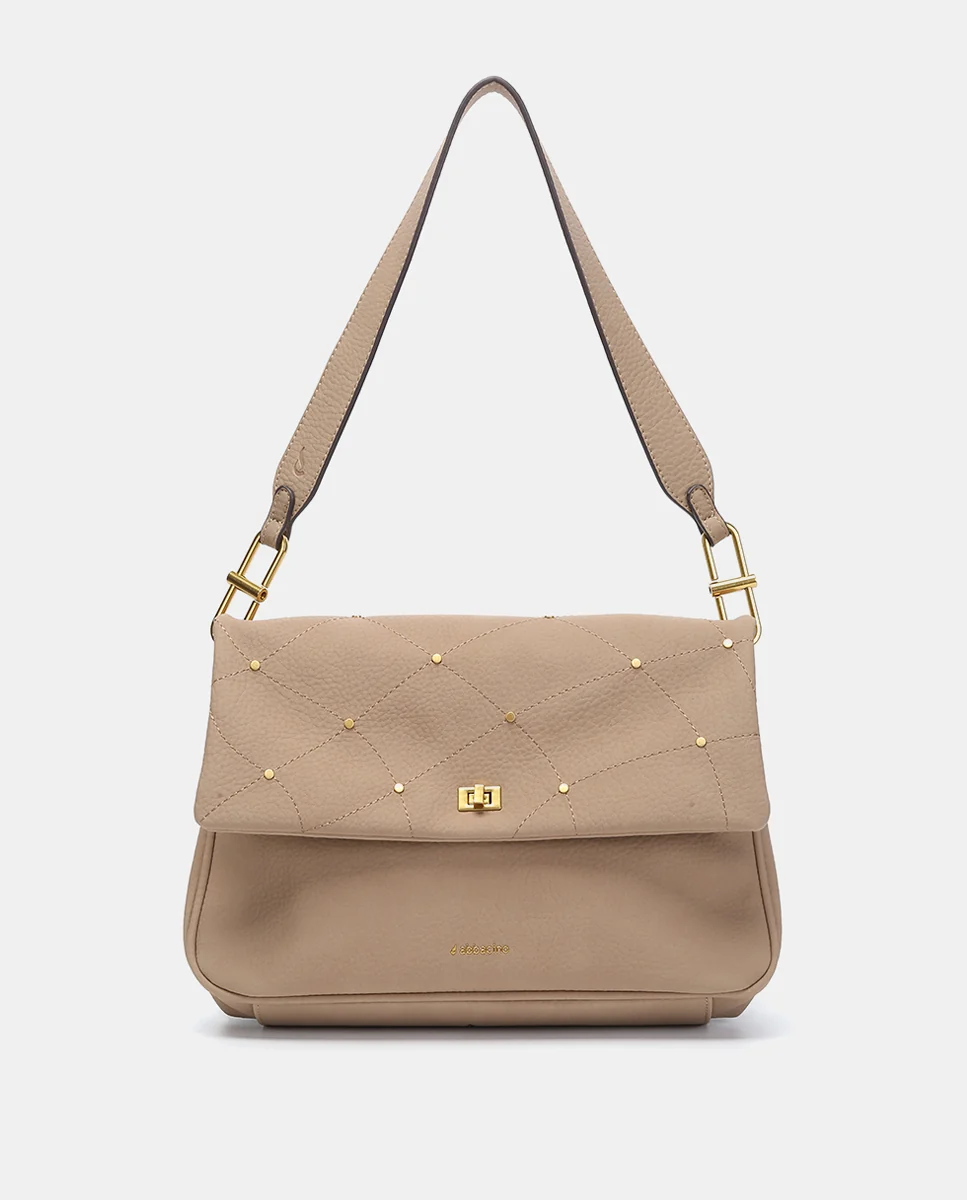 Bolso de hombro en materiales reciclados beige - Imagen 2