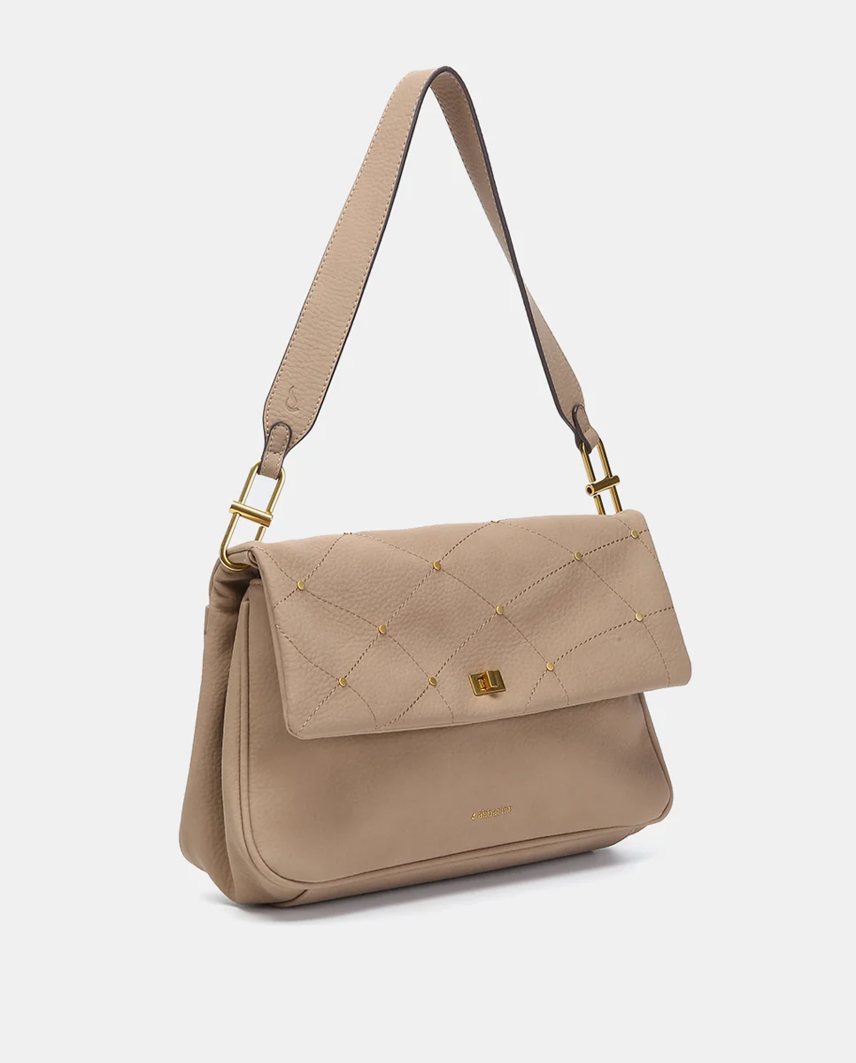 Bolso de hombro en materiales reciclados beige - Imagen 3
