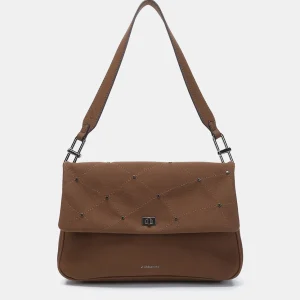 Bolso de hombro en materiales reciclados marrón