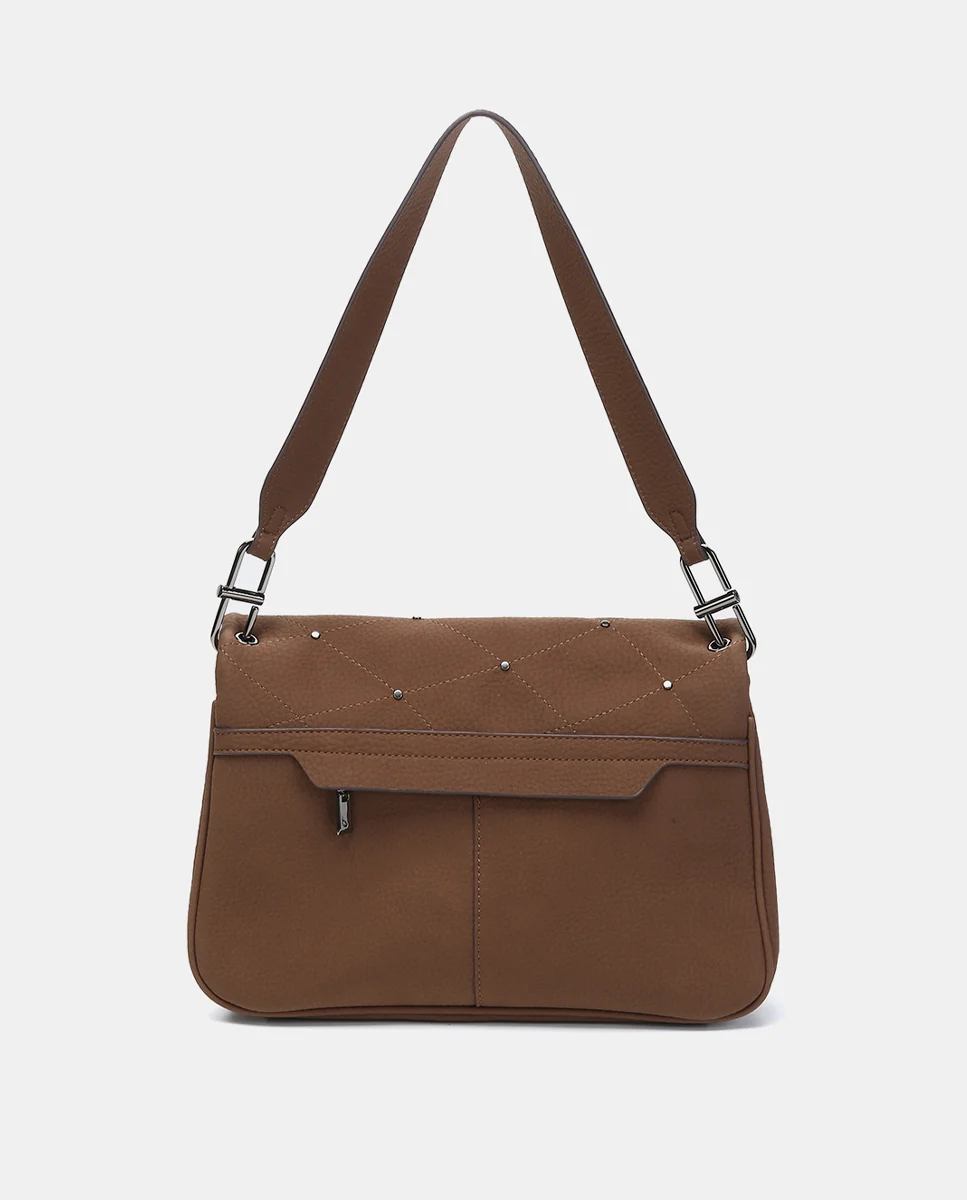 Bolso de hombro en materiales reciclados marrón - Imagen 4