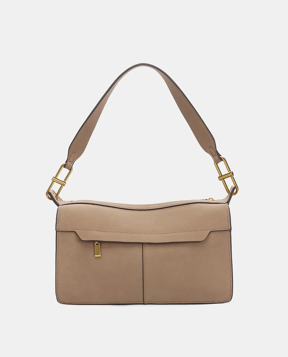 Bolso de hombro en materiales reciclados beige - Imagen 5