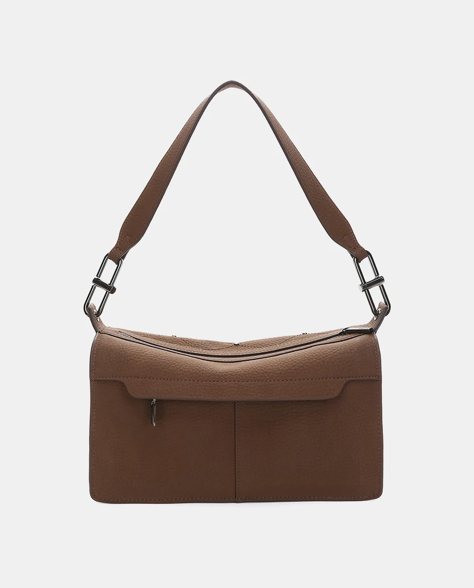 Bolso de hombro en materiales reciclados marrón - Imagen 4