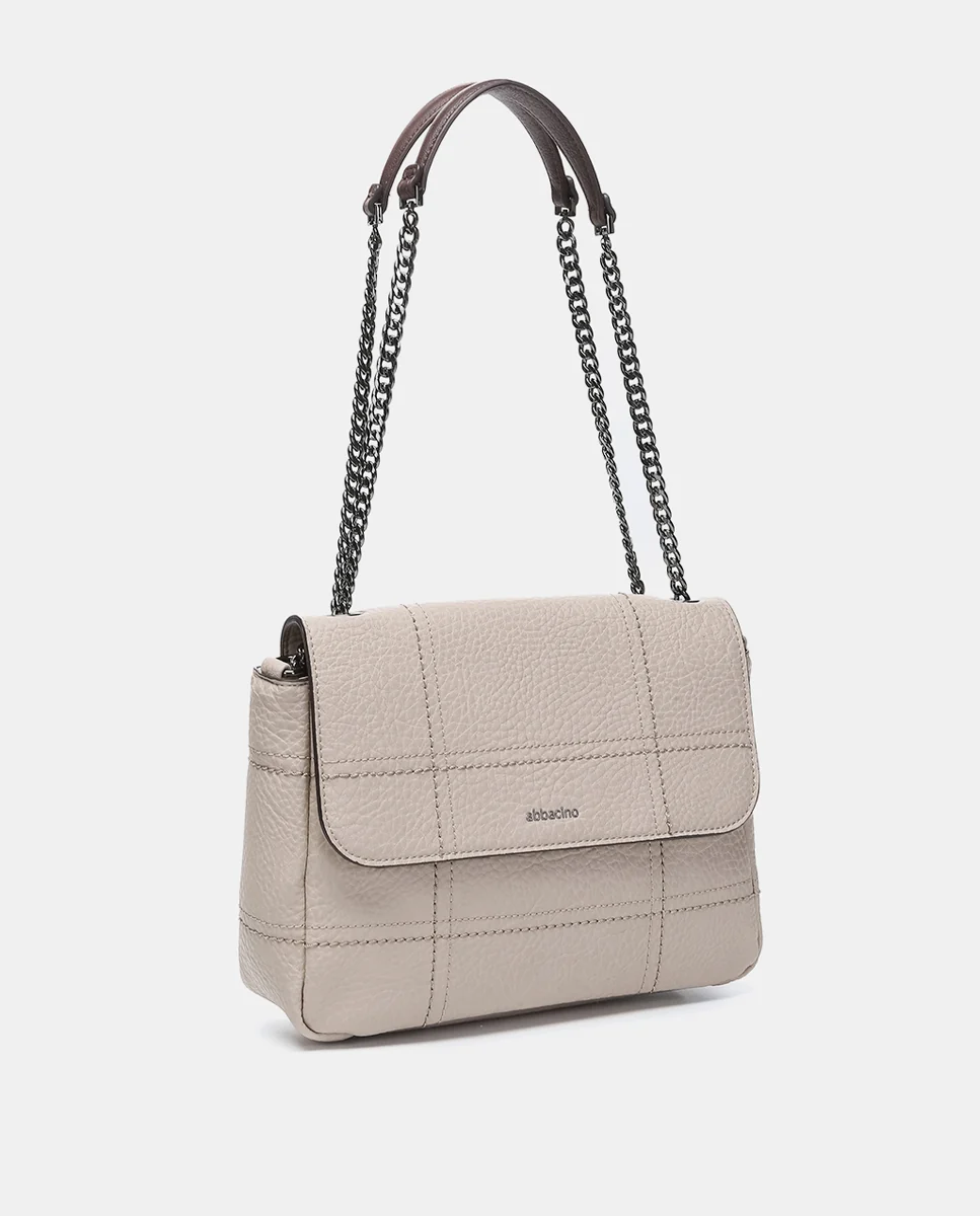 Bolso de hombro en materiales reciclados beige - Imagen 3