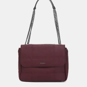 Bolso de hombro en materiales reciclados burdeos