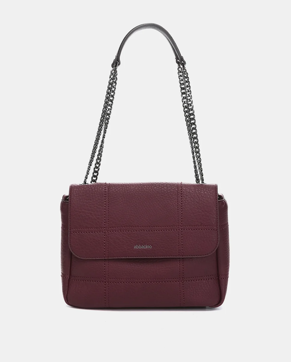 Bolso de hombro en materiales reciclados burdeos