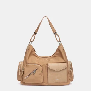 Bolso de hombro en tejido camel