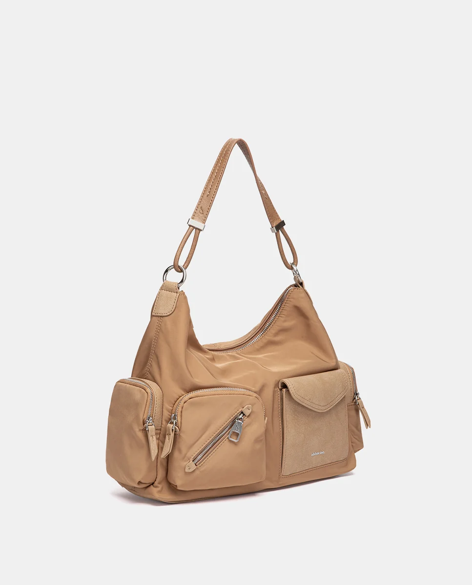 Bolso de hombro en tejido camel - Imagen 3