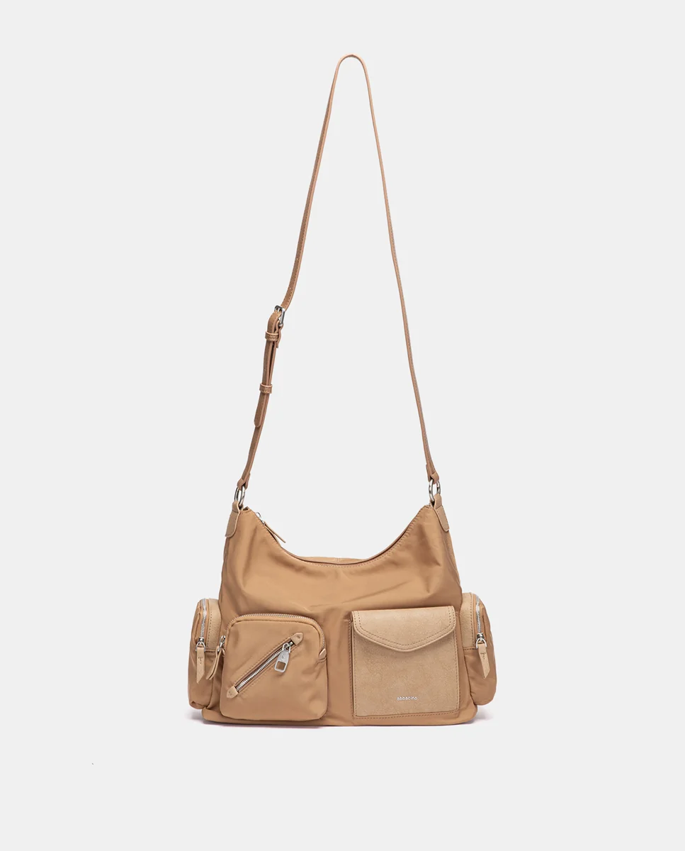 Bolso de hombro en tejido camel - Imagen 5