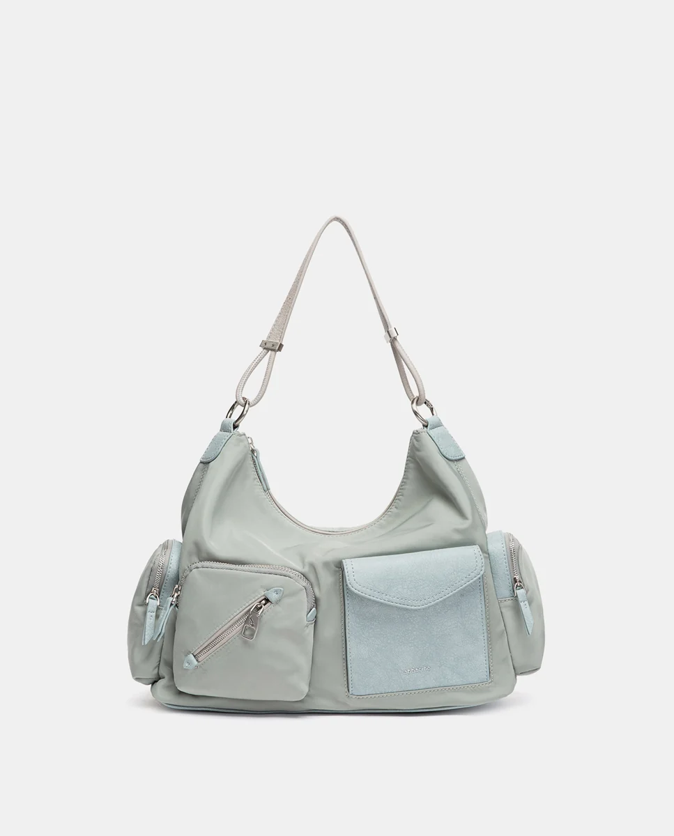 Bolso de hombro en tejido azul - Imagen 3