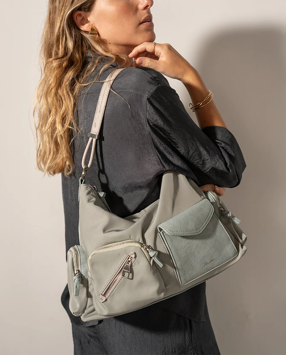 Bolso de hombro en tejido azul - Imagen 4