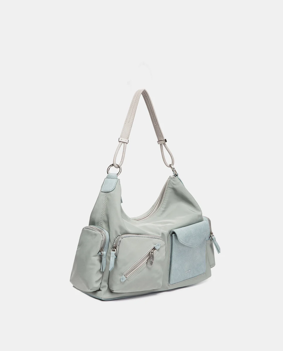 Bolso de hombro en tejido azul - Imagen 5