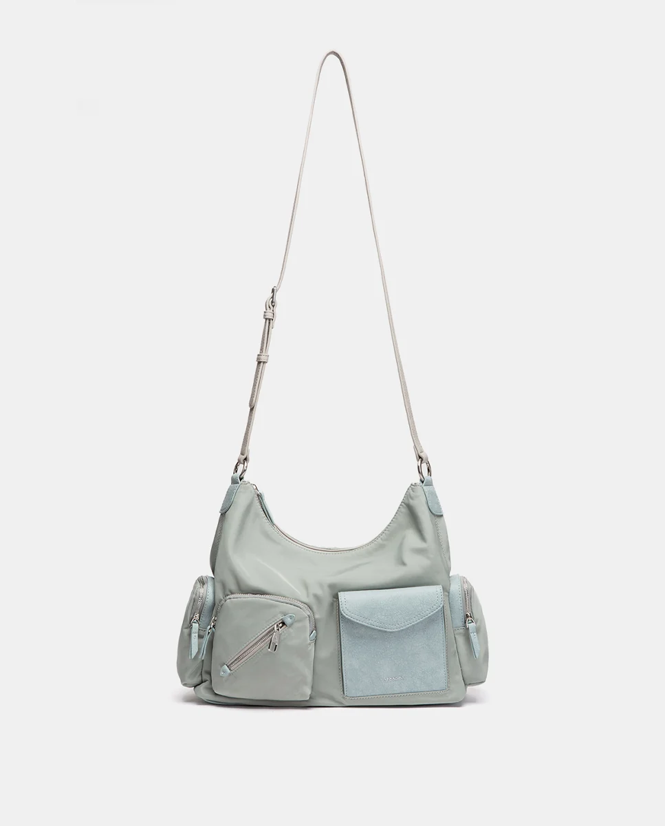 Bolso de hombro en tejido azul - Imagen 7
