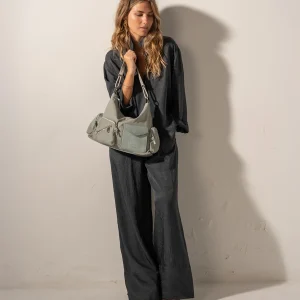 Bolso de hombro en tejido azul