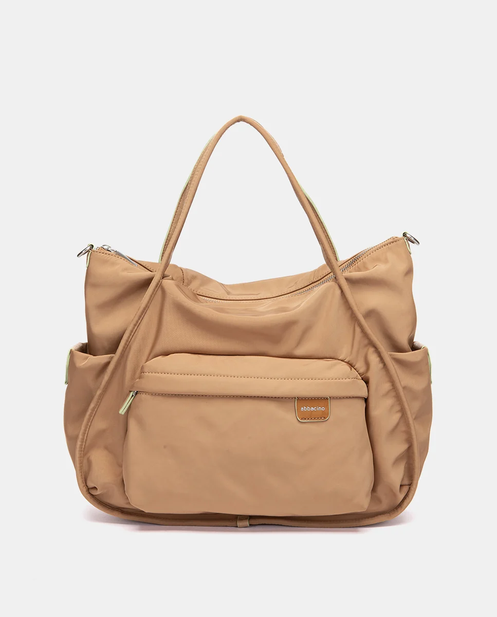 Bolso de hombro en tejido camel