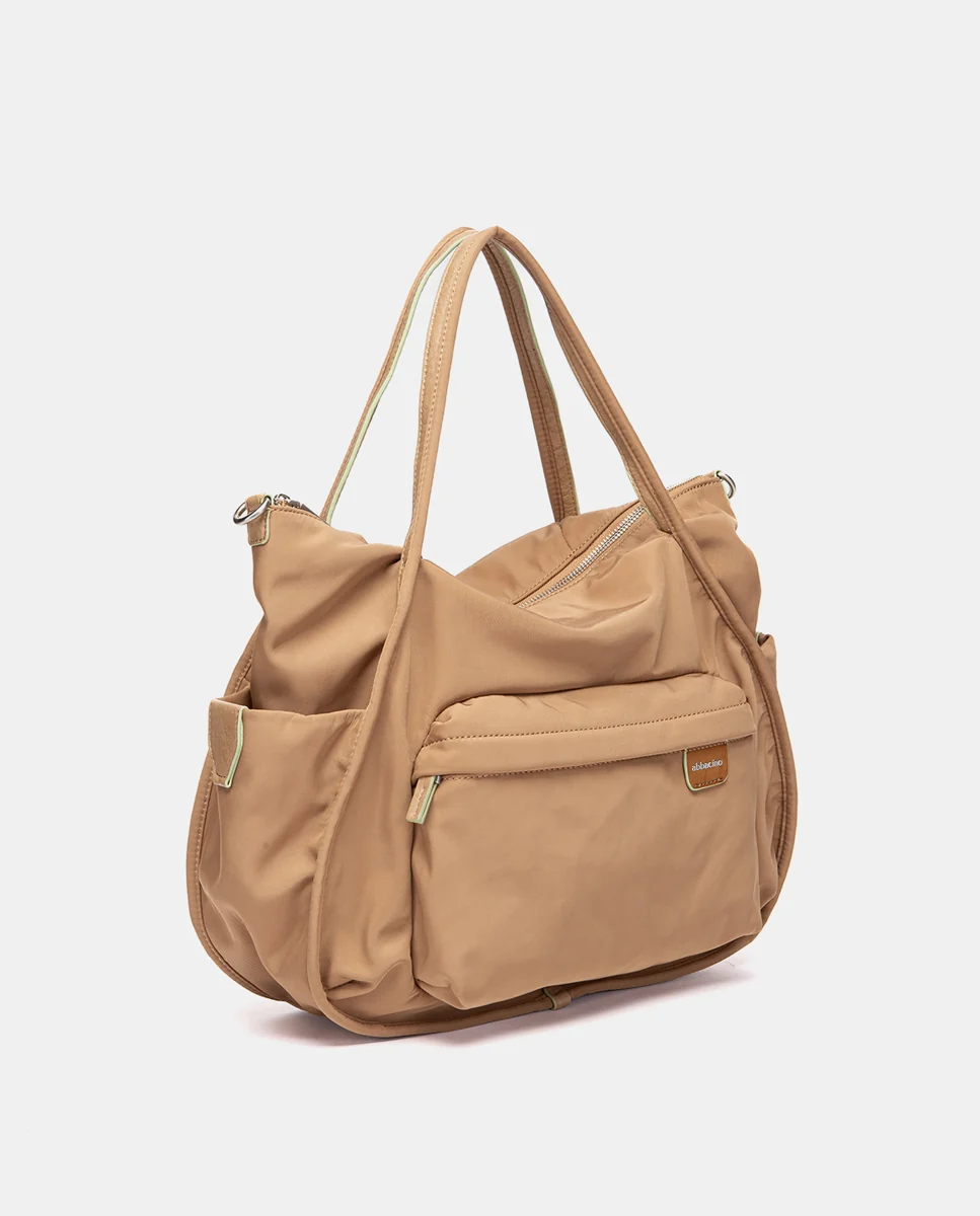 Bolso de hombro en tejido camel - Imagen 3