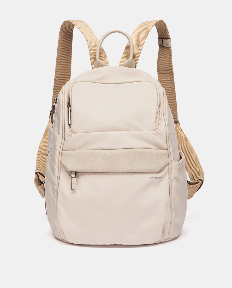 Mochila en tejido beige