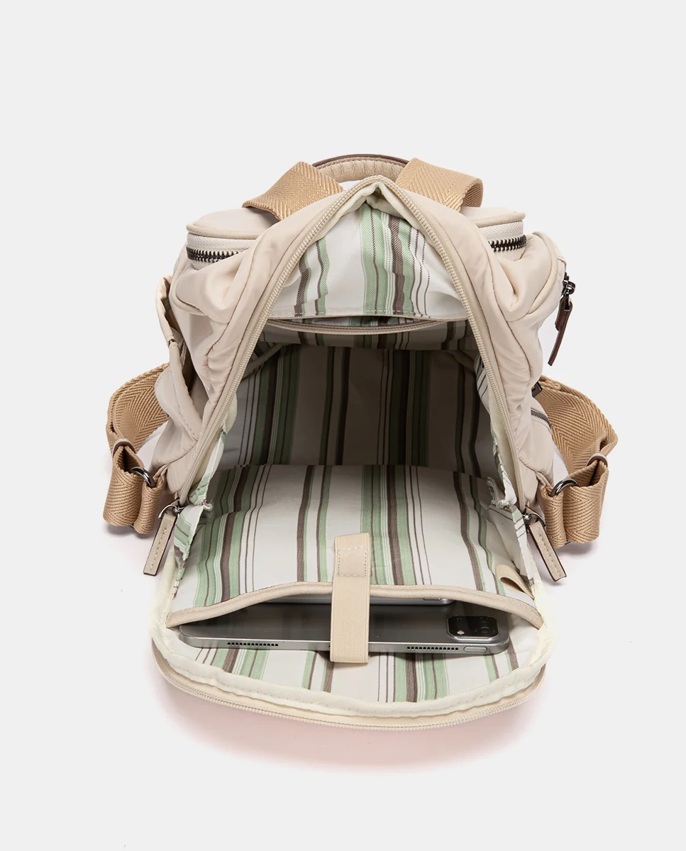 Mochila en tejido beige - Imagen 6