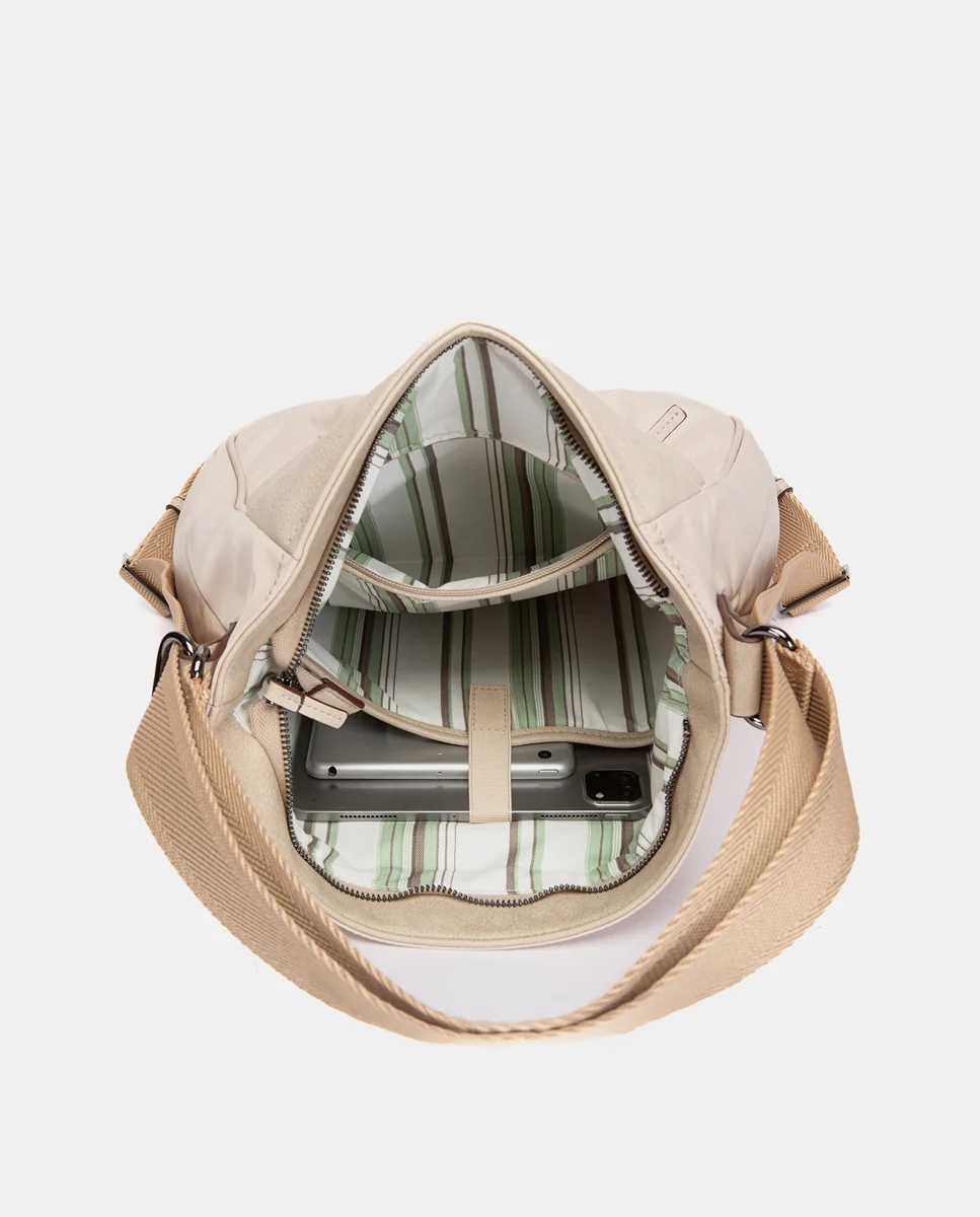 Bolso multifuncional en tejido beige - Imagen 7