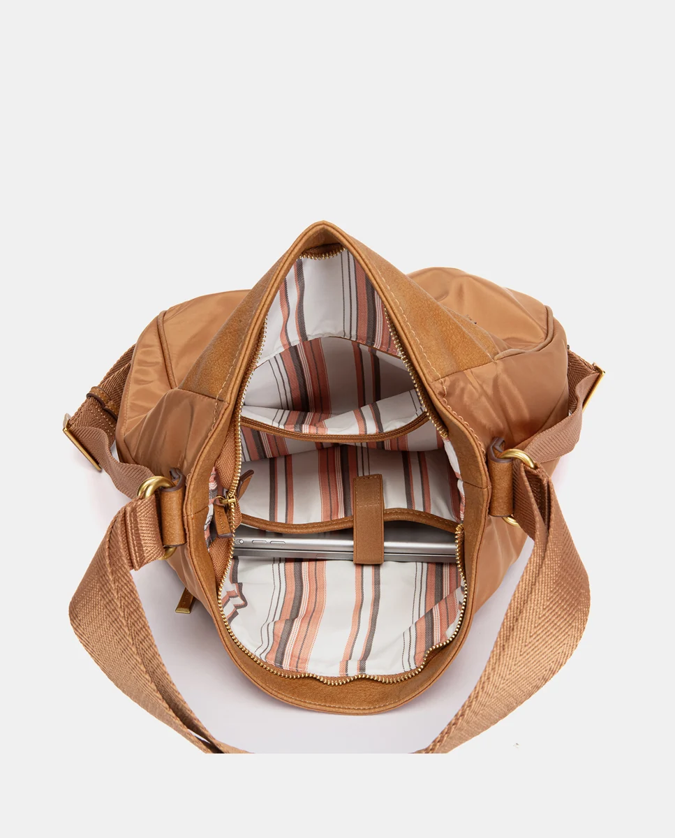 Bolso multifuncional en tejido cognac - Imagen 7